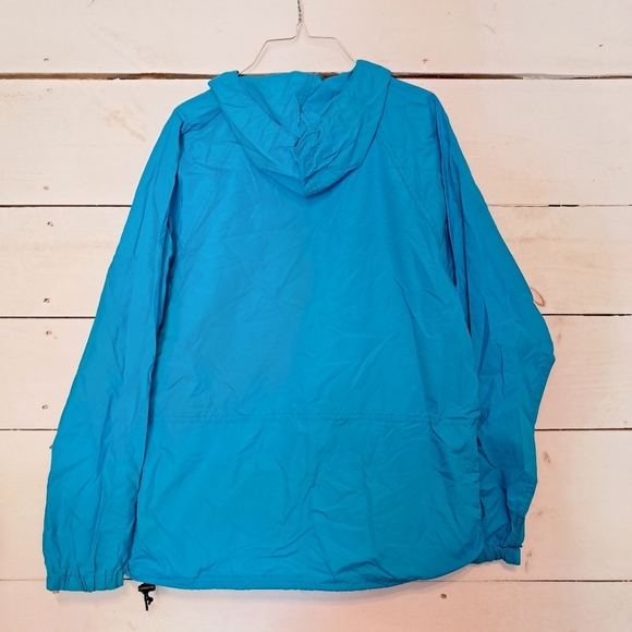 Vintage L.L. Bean Womens Teal 1/4 Zip Pullover Hooded Rain Jacket Size Small - Picture 2 of 6